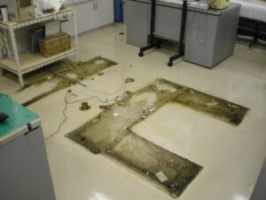 ビニールシート　ワックス剥離清掃